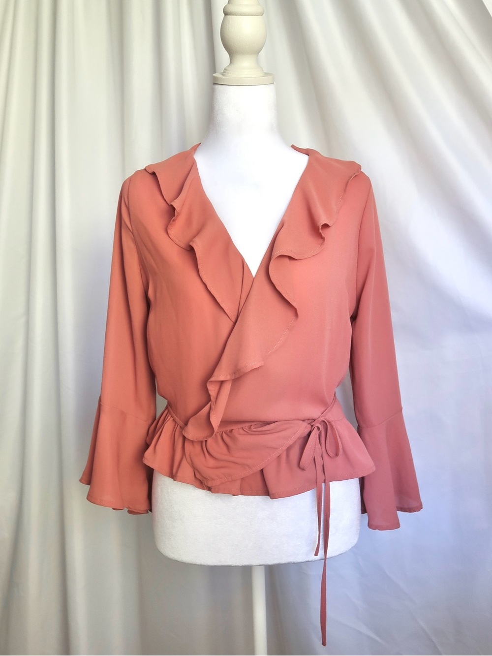 Ruffled Wrap Blouse - Dusty Rose